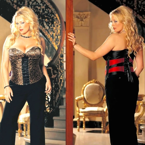 Shirley Of Hollywood Women's Plus-Size Satin Reversible Corset Top - Picture 1 of 7